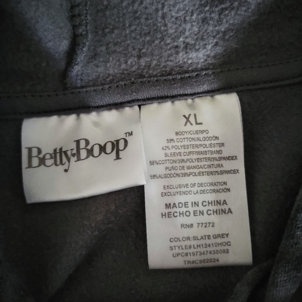 Betty Boop Hoodie Motorcycle Club Los Angeles Acid Wash Grey Pink Graphic XL 79 - Picture 8 of 8